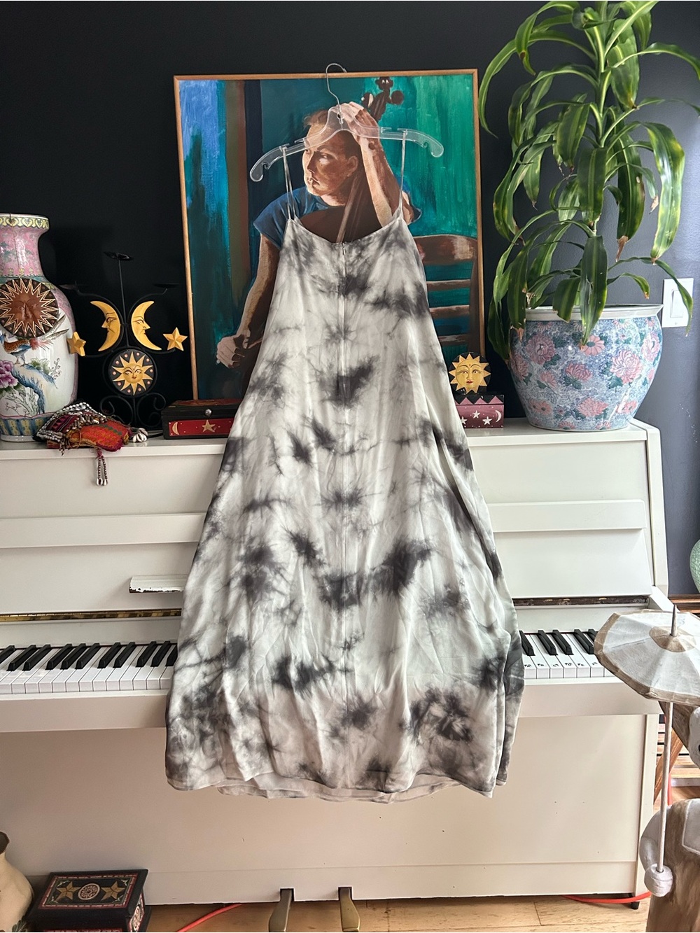 Jones New York Grey Tie Dye Maxi Slip Dress Spaghetti Strap Women’s 16 Y2K